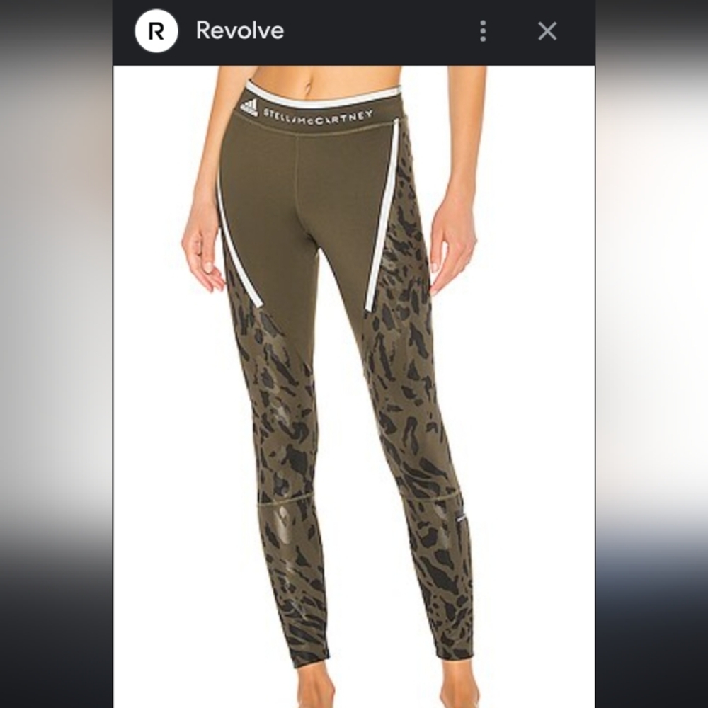 Stella McCartney X Revolve Adidas Run Long Tight Dark Oak & Black Camo Zipper XS